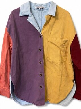 English Factory Light Blue and Mustard Colorblock Jacket
